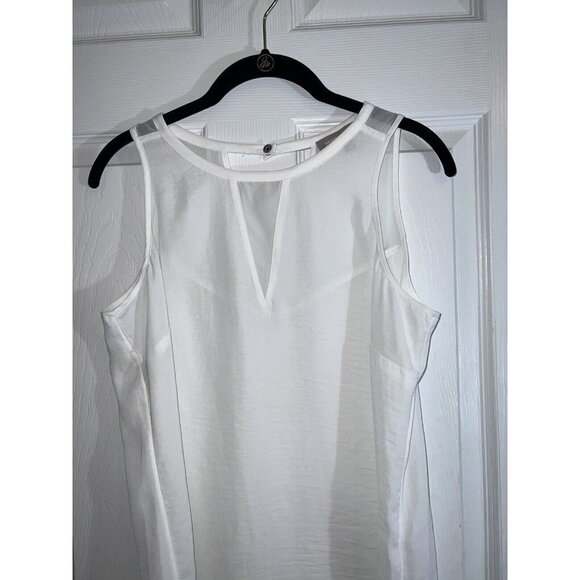 BANANA REPUBLIC White Sleeveless Career Business Top Blouse Sz M - Picture 3 of 12